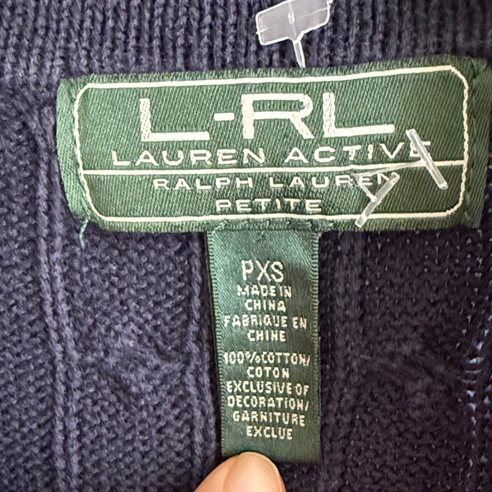 Ralph Lauren Lauren Active Navy Cardigan with Red Accents XSP - Picture 2 of 5